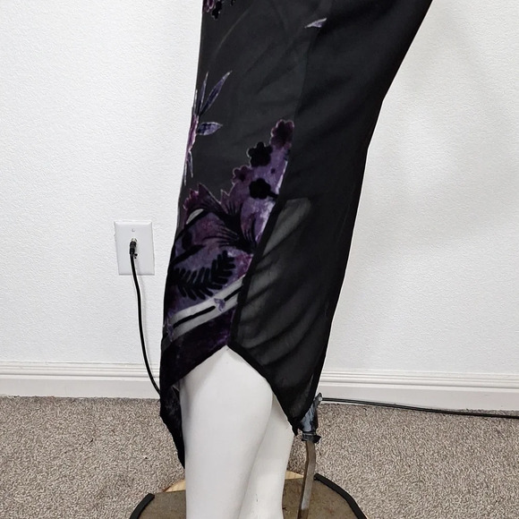 Black Purple Vintage Fairy Burnout Velvet Whimsigoth Halter Witchy Midi Dress L - Picture 7 of 13